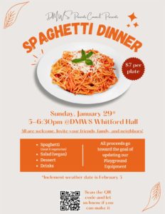 flyer image for DMWS Spaghetti Dinner