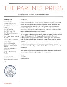 The Parents' Press - October 2026 - front page image of our newsletter